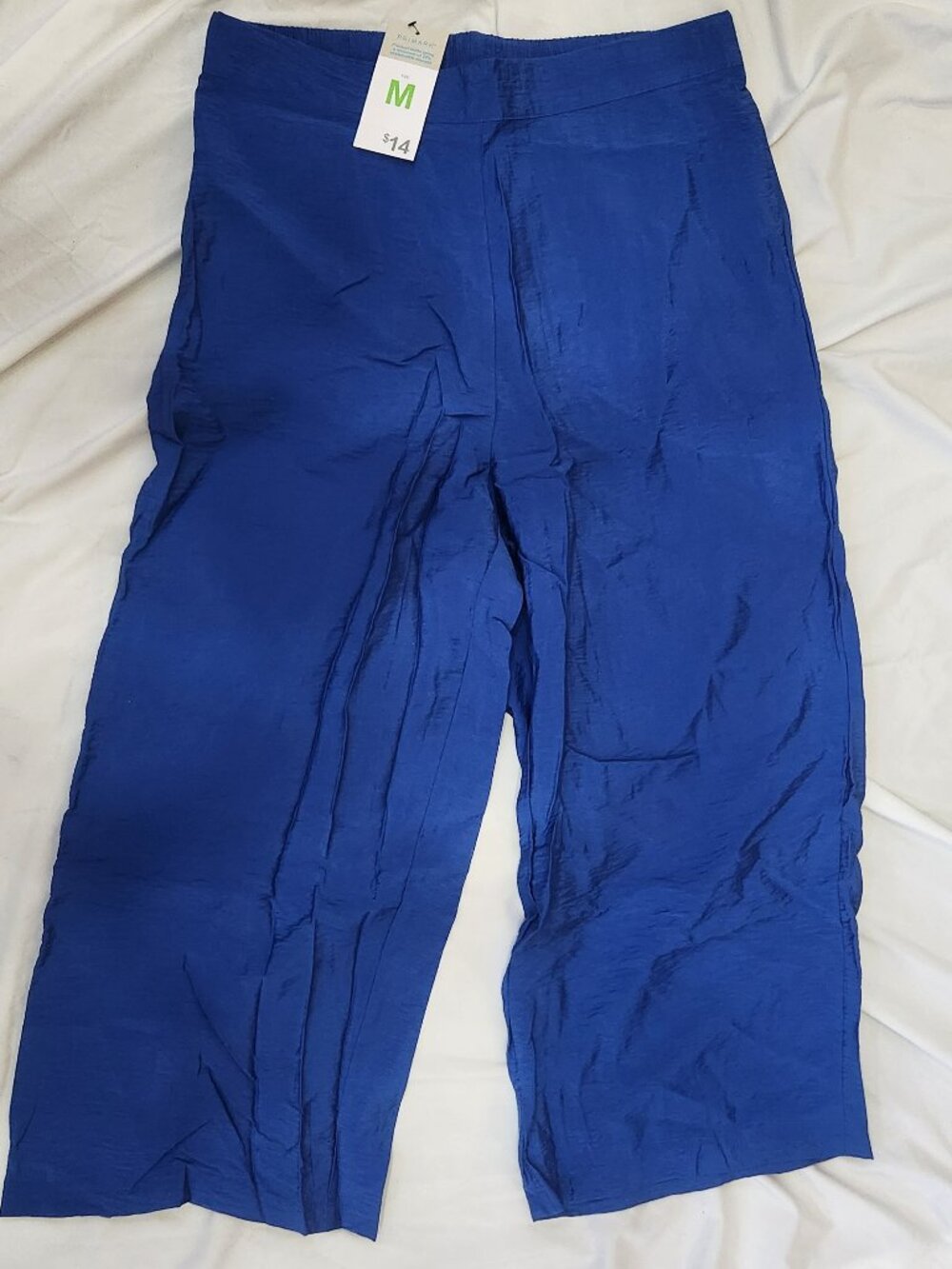 New! Primark bright blue wide leg loose flowy comfy pants/culottes, short, M
